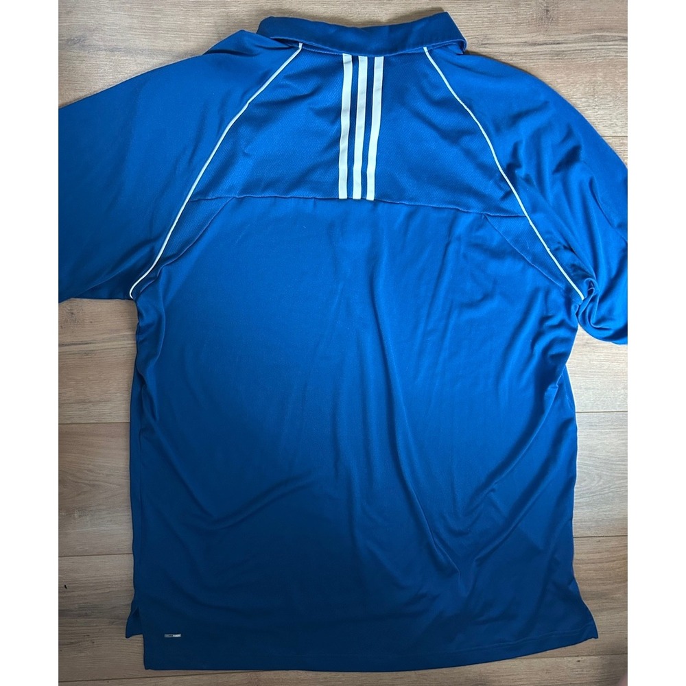 Adidas Golf ClimaCool Polo Shirt Mens XL Blue Short Sleeve 3-Stripe - Picture 5 of 8